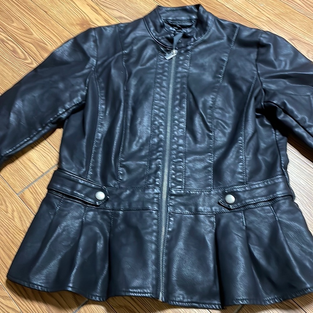 Baccini Peplum Leather Jacket